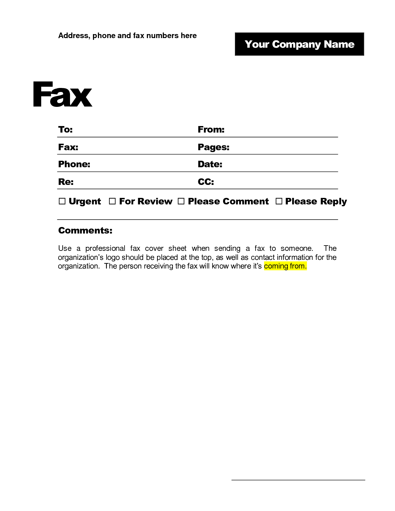 Free Fax Cover Sheet Template Format Example PDF Printable 