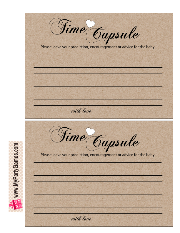 Free Printable Cards For Baby Time Capsule Baby Time 