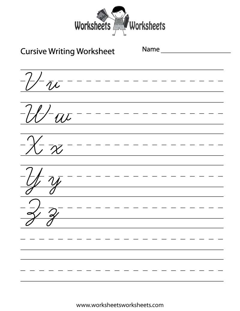 Free Printable Cursive Letters Writing Worksheet