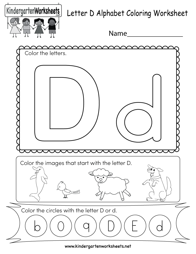 Free Printable Letter D Coloring Worksheet For Kindergarten
