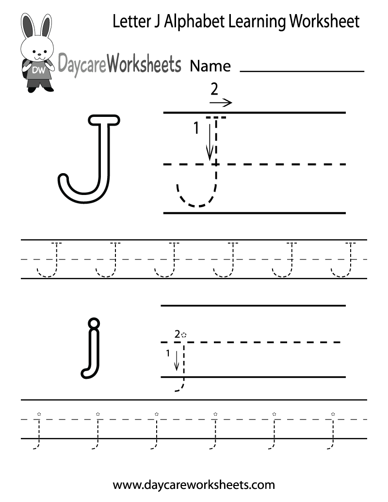 Free Printable Letter J Alphabet Learning Worksheet For 