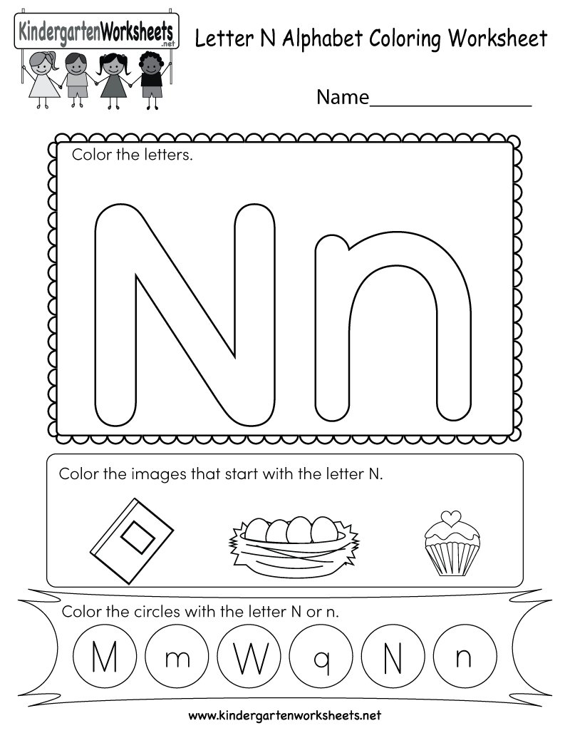 Free Printable Letter N Coloring Worksheet For Kindergarten