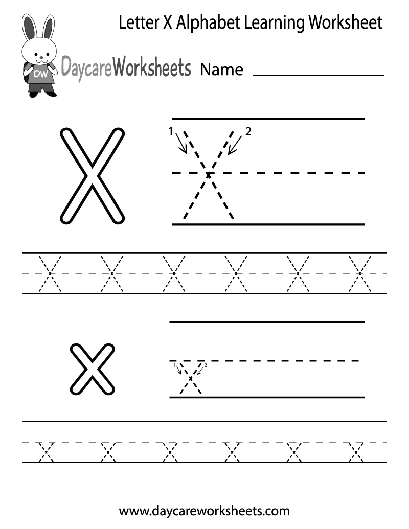 Free Printable Letter X Alphabet Learning Worksheet For
