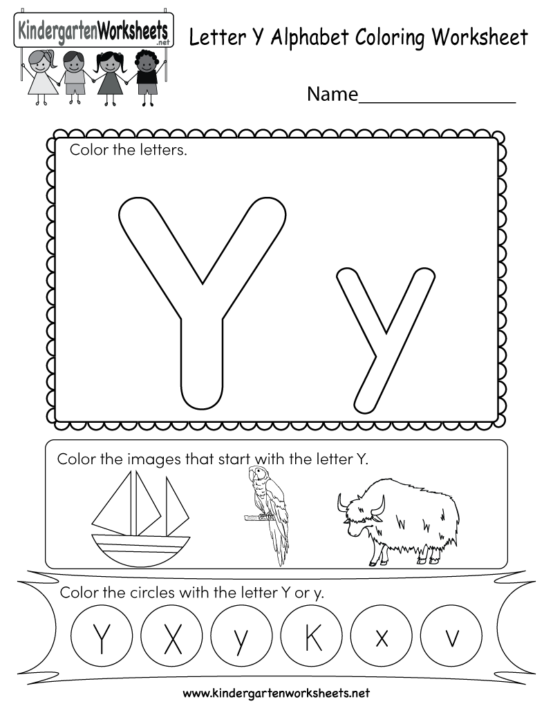 Free Printable Letter Y Coloring Worksheet For Kindergarten