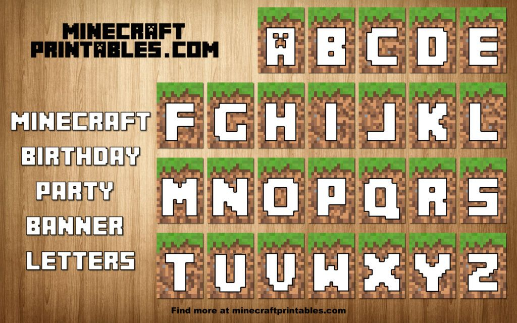 Free Printable Minecraft Birthday Party Banner Alphabet 