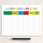 Free Printable Weekly Homework Chart Weekly Homework