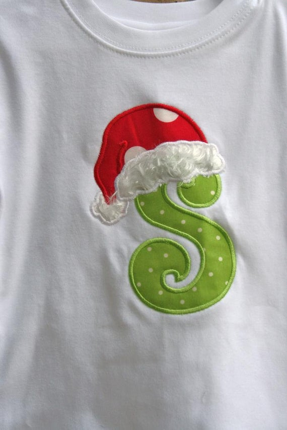 Items Similar To Santa Hat Letter Christmas Applique Tee T 