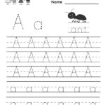 Letter a writing practice worksheet printable Free