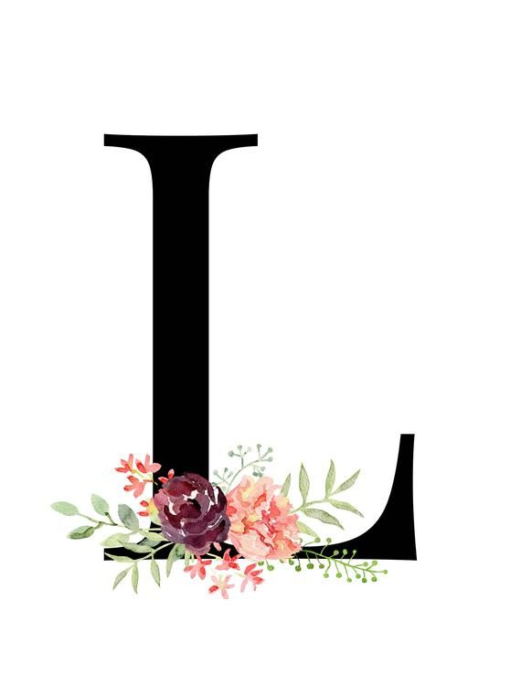 Letter L Floral Monogram Printable Letter Nursery Art 