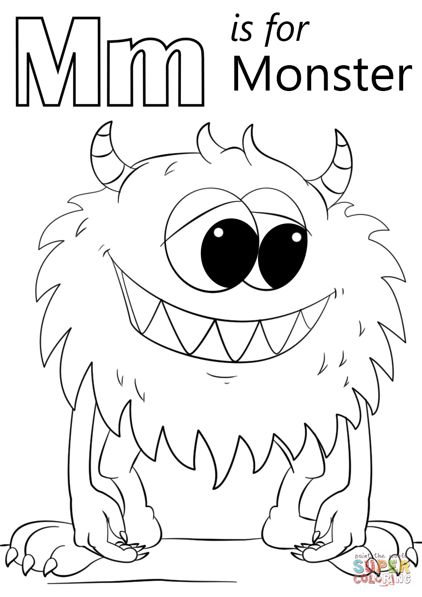 Letter M Is For Monster Coloring Page Free Printable 