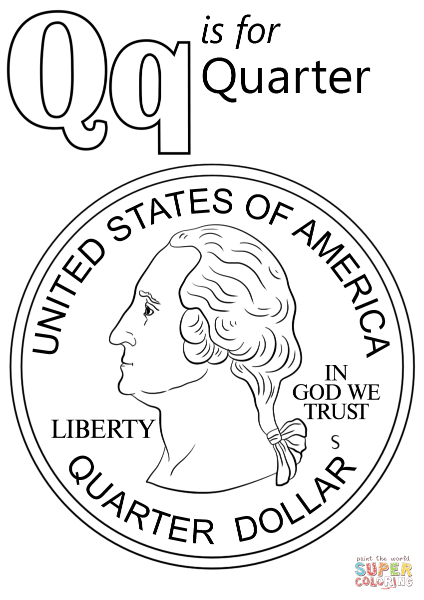 Letter Q Is For Quarter Coloring Page Free Printable