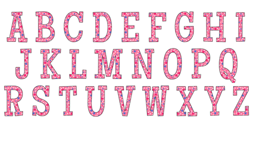 Pink Polka Dot Alphabet Print Color Fun 