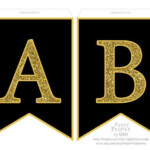 Printable Alphabet Letter Banner Gold Glitter On Black A Z
