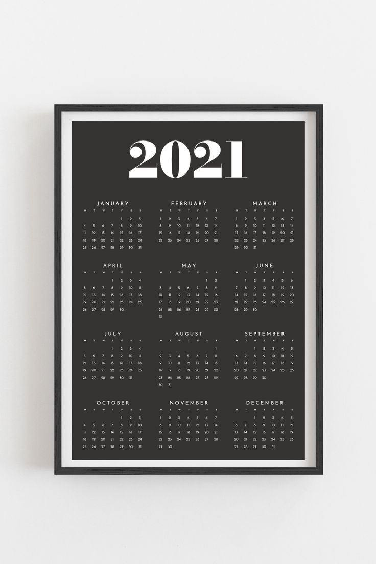 Printable Calendar 2021 Yearly Wall Calendar Year At A 