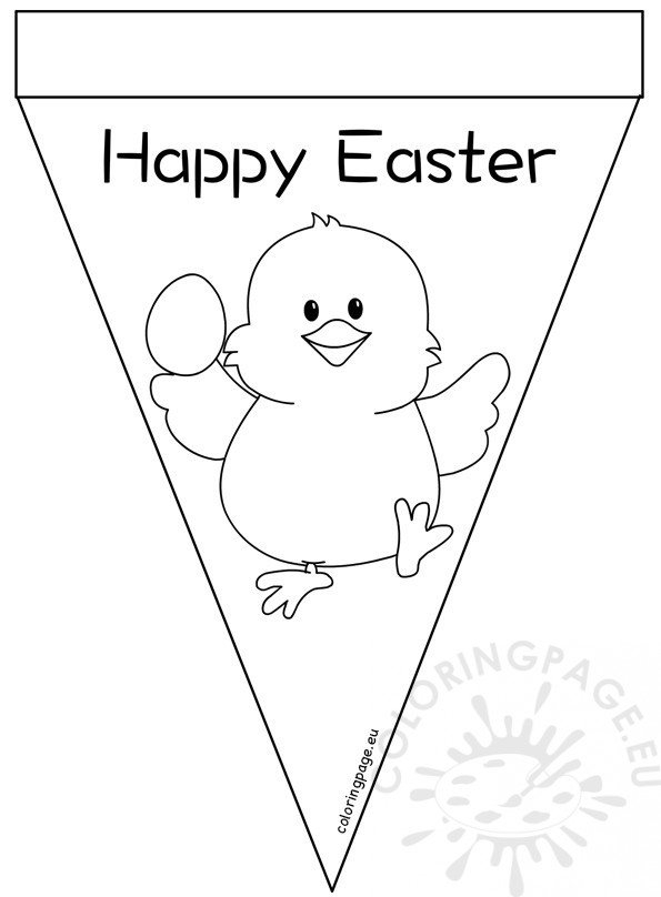 Printable Happy Easter Pennant Banner Coloring Page