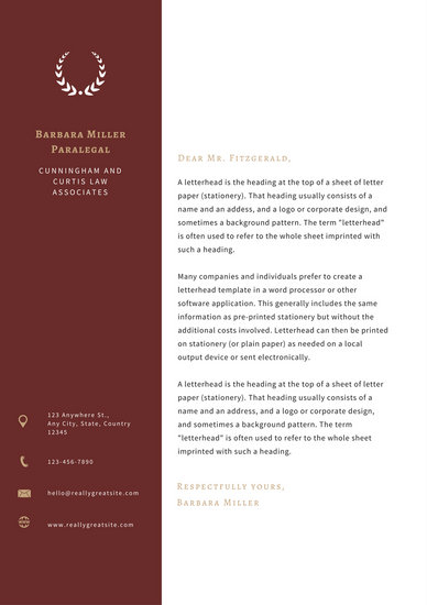 Red Sidebar Law Firm Letterhead Templates By Canva