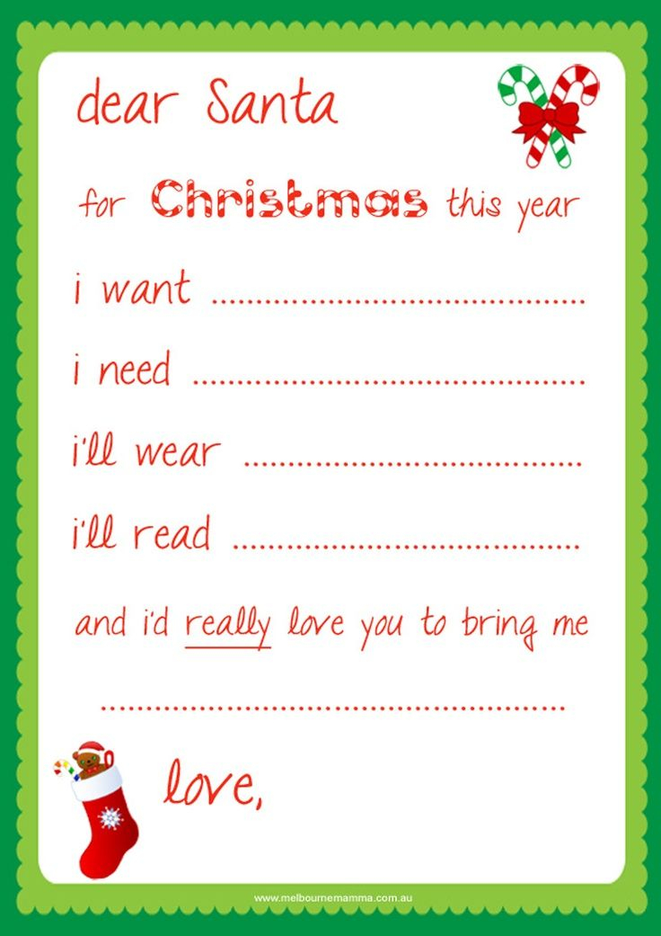 Santa Letter Template Free Printable Free Dear Santa 