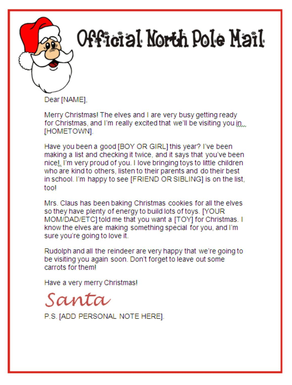 Santa North Pole Workshop Santa Letter Templates JXmsdp1U 