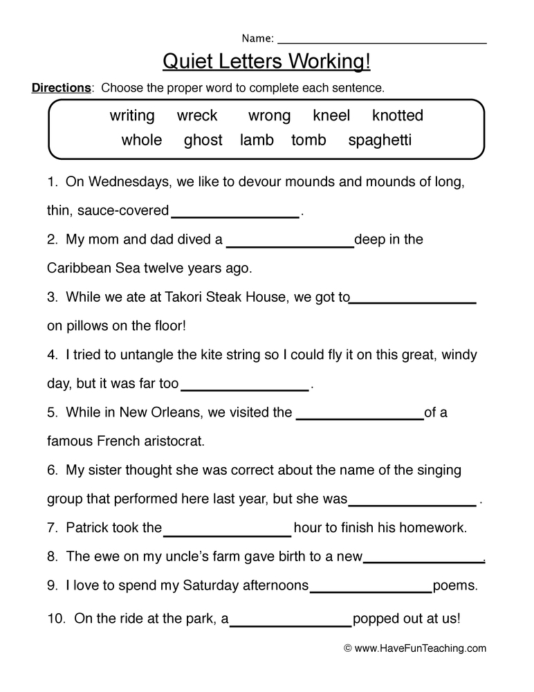 Silent Letters Worksheets Have Fun Teaching