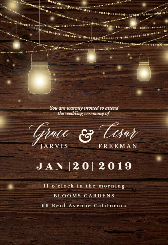 Strings Of Lights Wedding Invitation Template free In 
