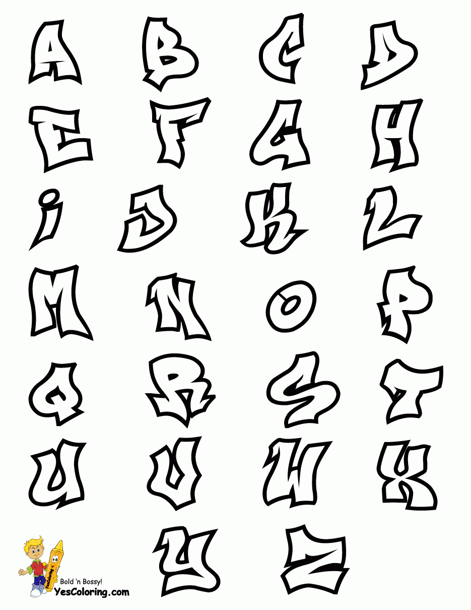 Throw Up Graffiti Coloring Pages Free Alphabet 