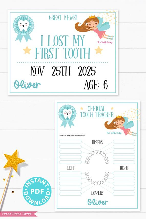 Tooth Fairy Letter Printable Kit Blue Press Print Party 