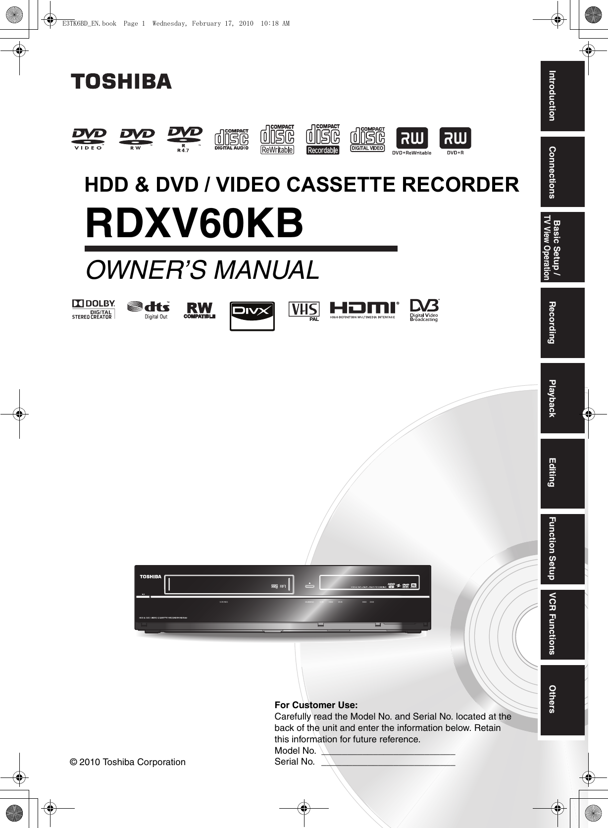 Toshiba Rdxv60 Users Manual