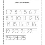 Tracing Numbers 1 25 For Kg Page Numbers Preschool
