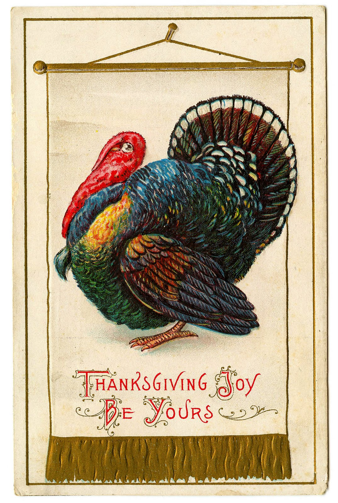 Vintage Thanksgiving Clip Art Colorful Turkey The