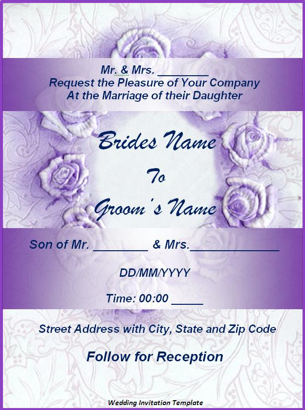 Wedding Invitation Format Free Word Templates