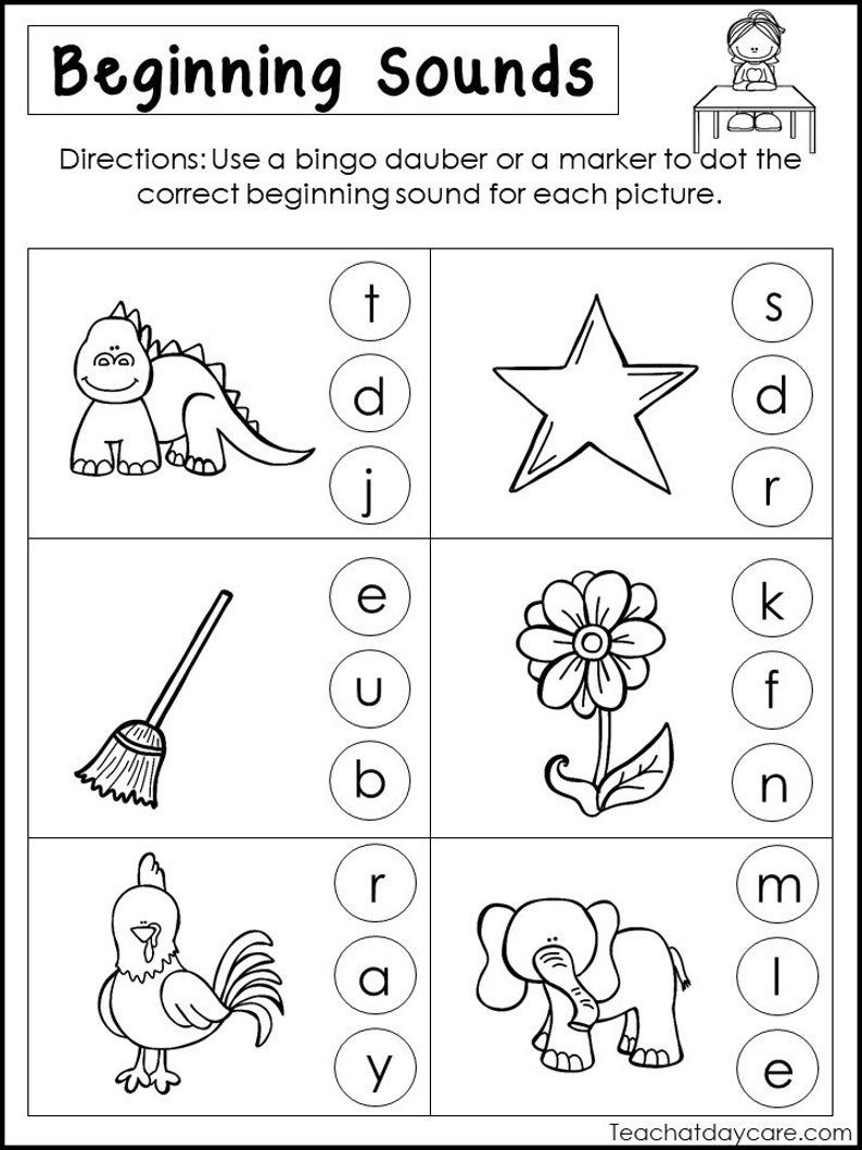 10 Printable Beginning Sounds Worksheets Preschool 1st 