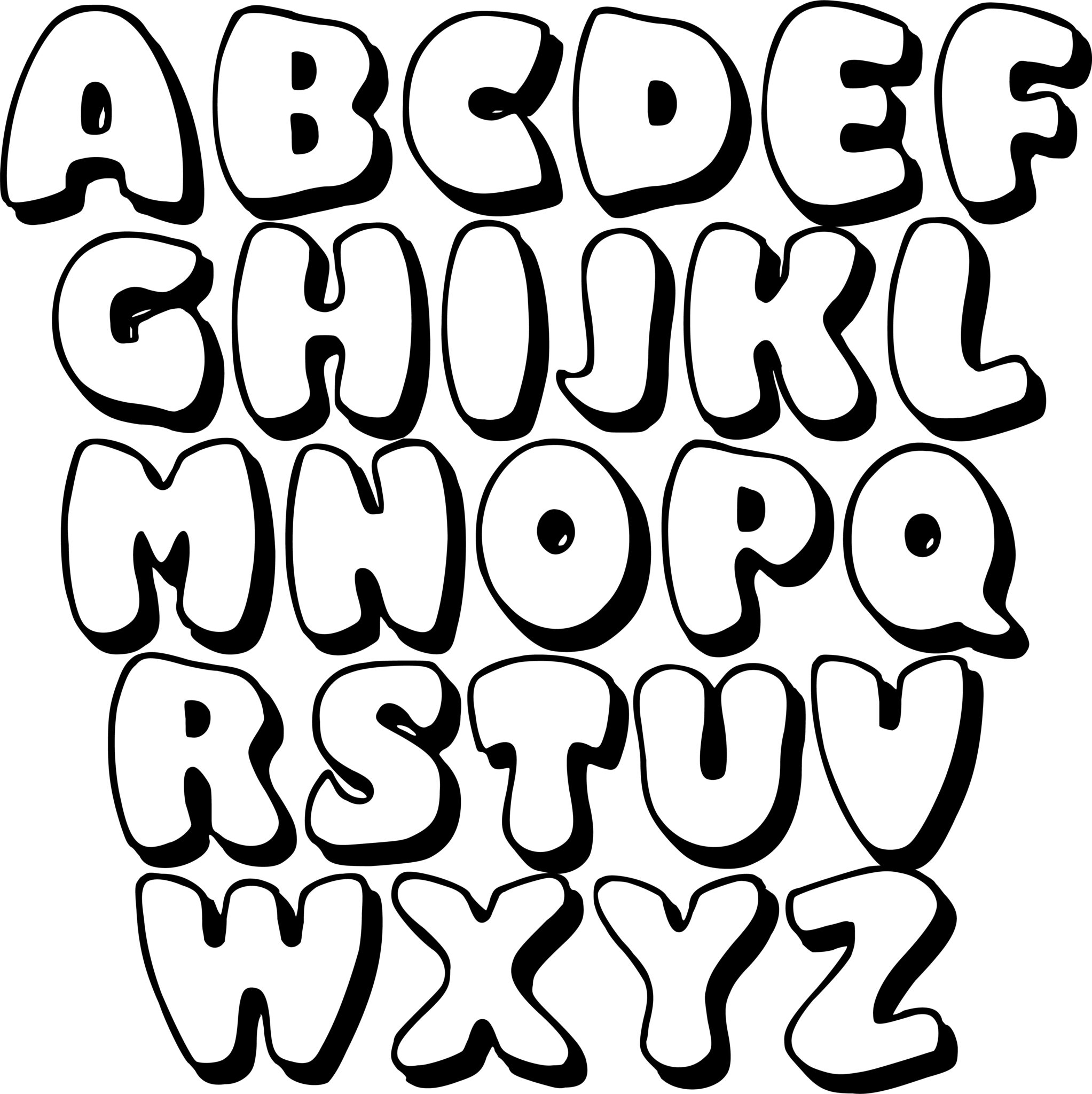 Буквы в стиле бабл