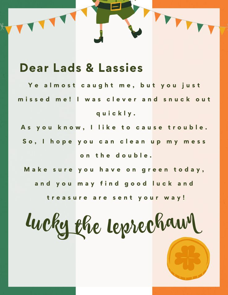 A Letter From The Leprechaun Editable Class Notes 