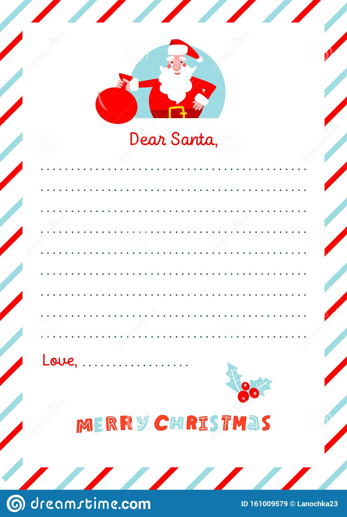 A4 Christmas Letter To Santa Claus Template Decorated