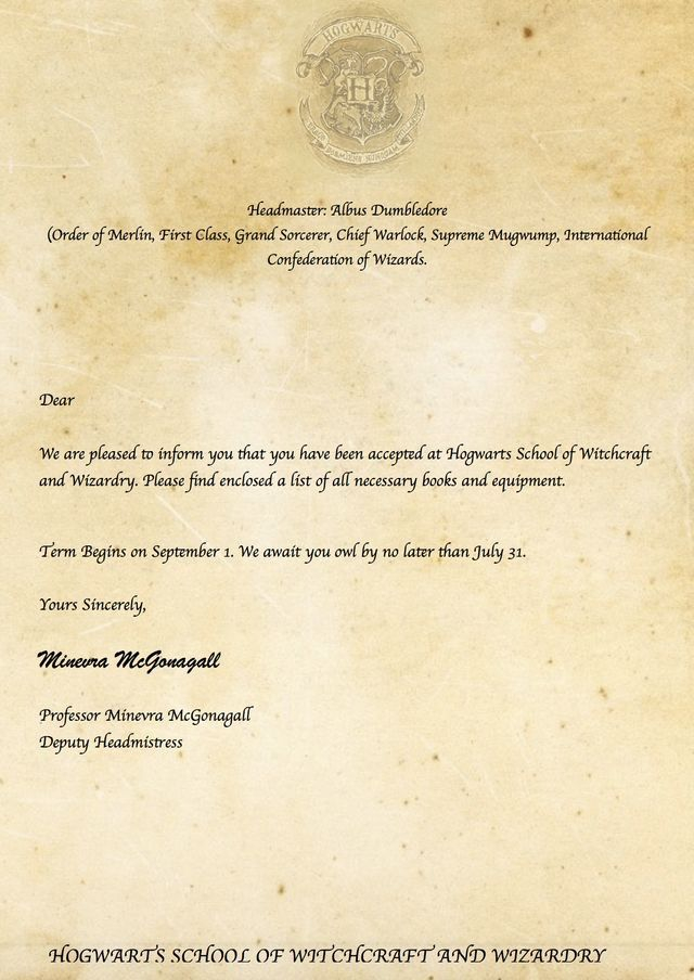 Acceptance Letter Harry Potter Printables Harry Potter 