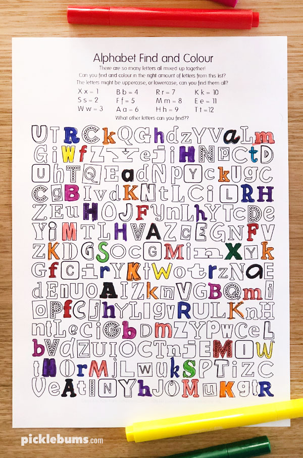 Alphabet Find And Colour Activity Free Printable 