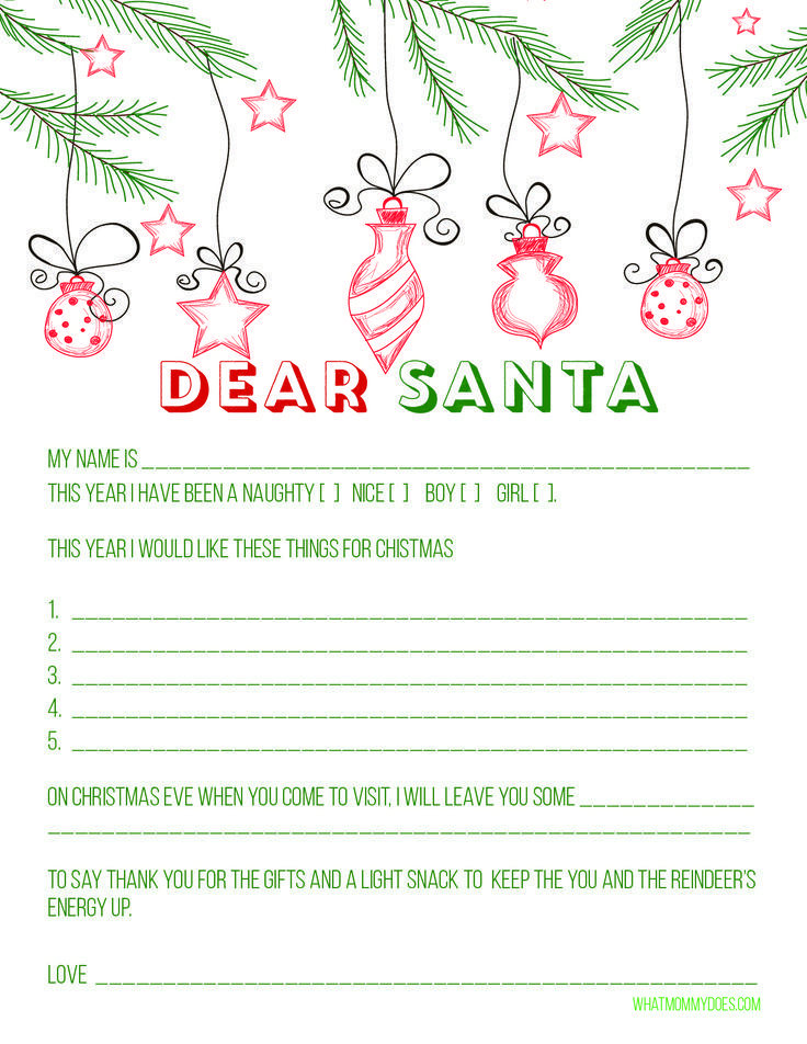Blank Letter To Santa Template Free Printable Santa 