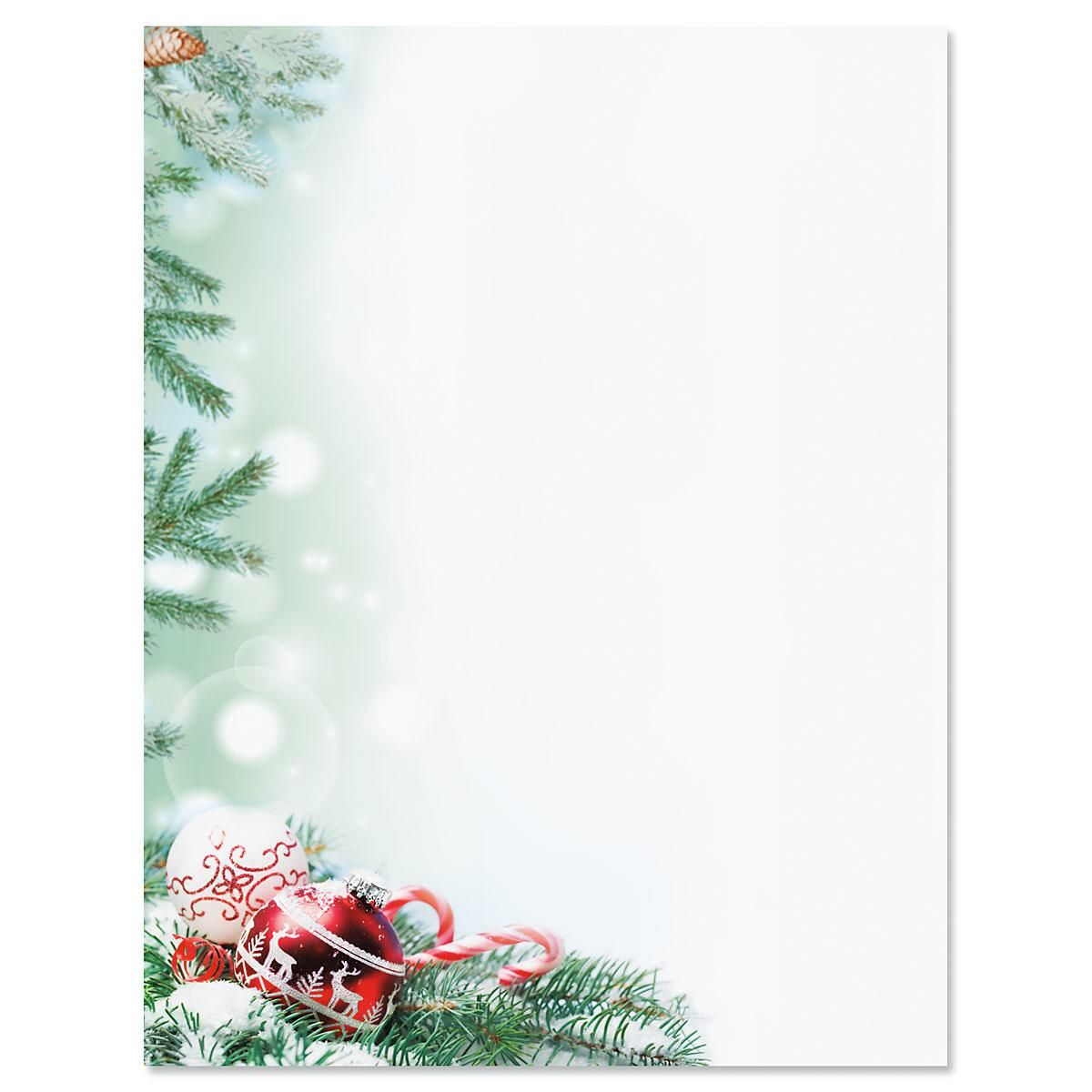 Crystal Pineboughs Christmas Letter Paper Colorful Images