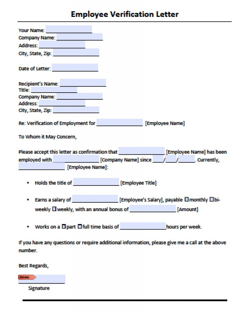 Download Employment Verification Letter Template With 