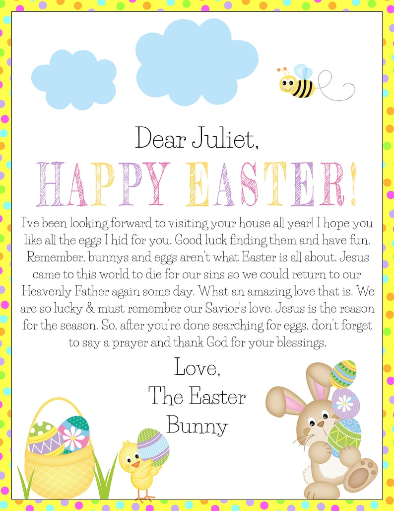 Easter Bunny Letter Template Kids Easter Letter For Basket 