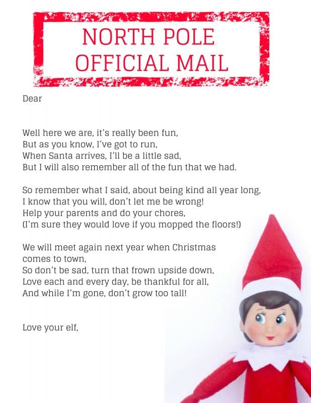 Elf On The Shelf Goodbye Letter The Perfect Elf On The 