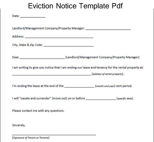 Eviction Notice Template Eviction Notice Letter 