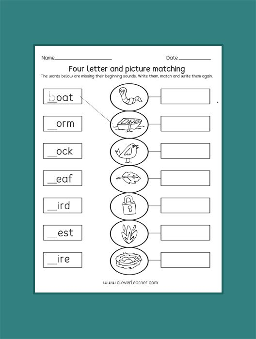 Four Letter Word Worksheets Phonics Words Lettering 