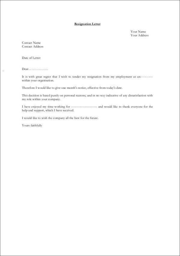 FREE 37 Printable Resignation Letter Samples In PDF MS 
