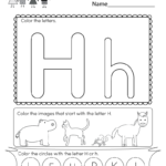 Free Printable Letter H Coloring Worksheet For Kindergarten