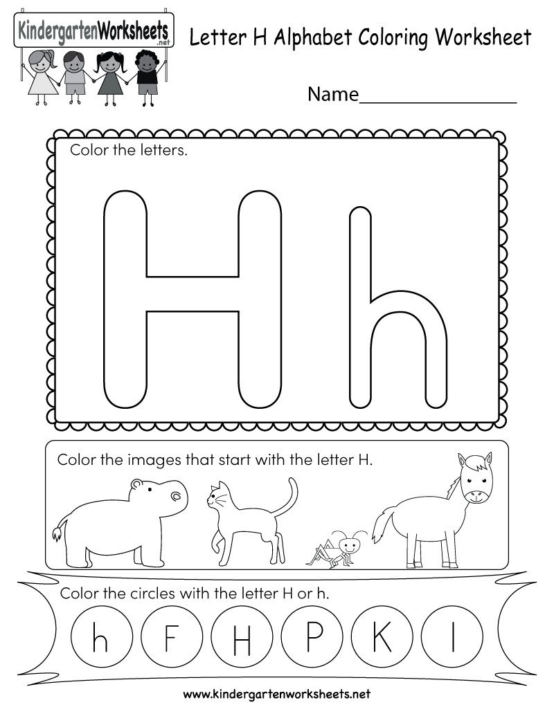 Free Printable Letter H Coloring Worksheet For Kindergarten