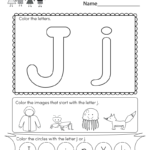 Free Printable Letter J Coloring Worksheet For Kindergarten