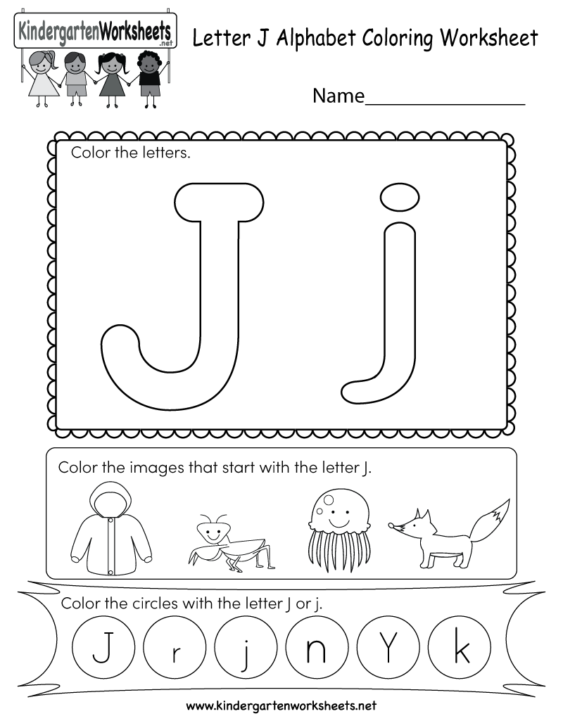Free Printable Letter J Coloring Worksheet For Kindergarten
