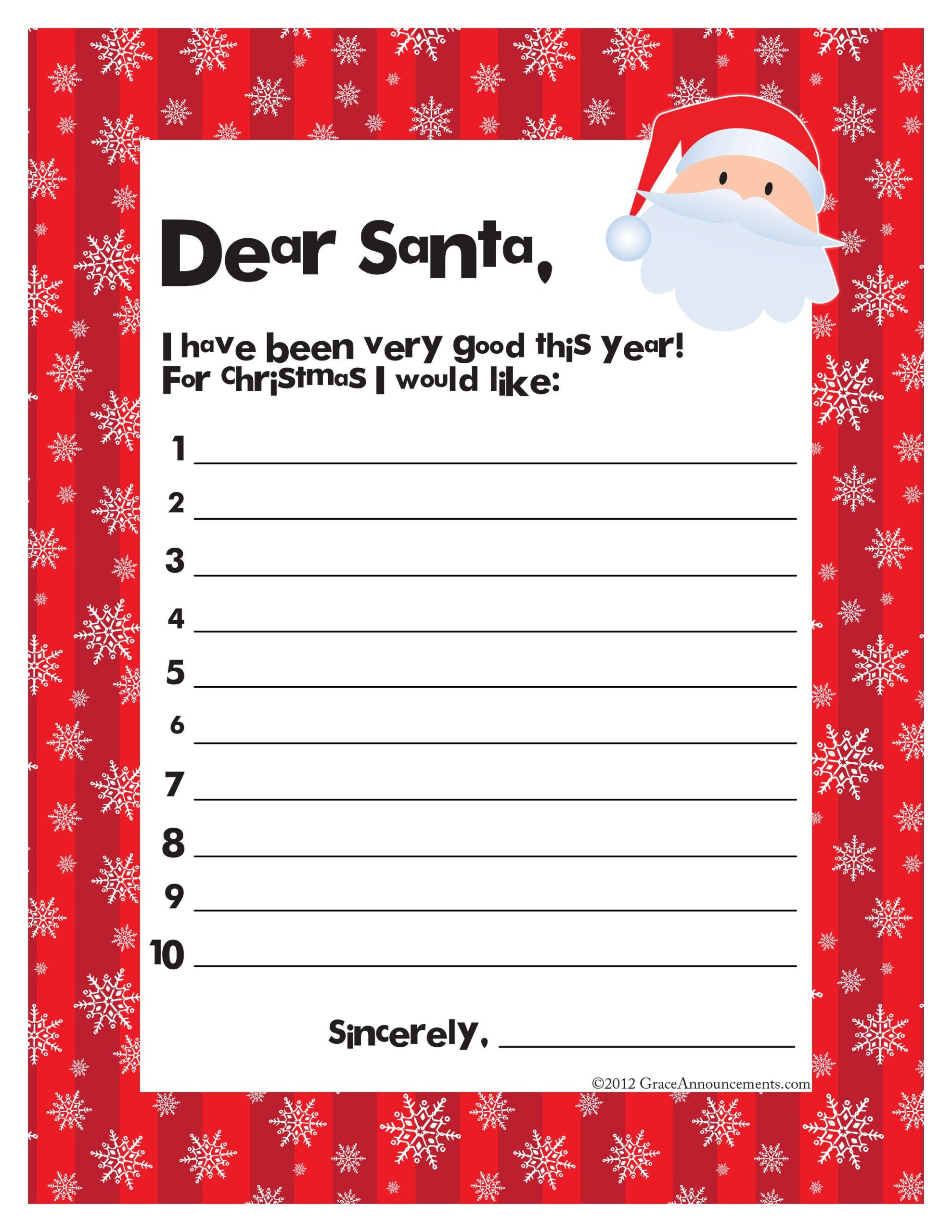 Free Printable Letter To Santa So Cute Santa Letter 