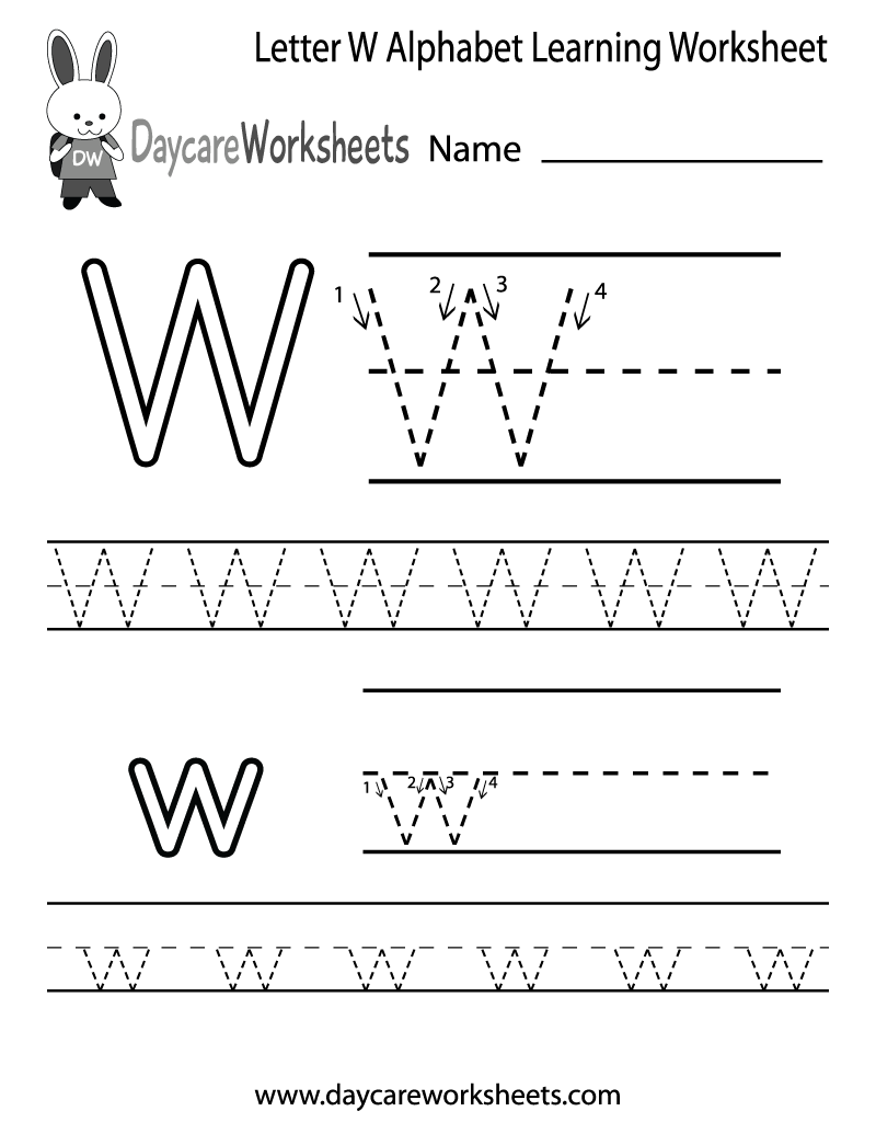 Free Printable Letter W Alphabet Learning Worksheet For 